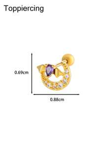 Toppiercing 1 chiếc khuyên xỏ hình trái tim bằng thép không gỉ hình bướm đính đá Zirconia phiên bản Hàn Quốc thời trang cho ngày lễ tình nhân, mẹ, mẹ, ngày của mẹ, quà tặng - Nhiều màu - Xem 8