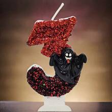 1 pieza Decoración de pastel de Halloween, velas digitales, decoración de pastel de murciélago negro fantasma de alta gama, suministros para fiesta de fotografía de atmósfera - multicolor - Ver 7