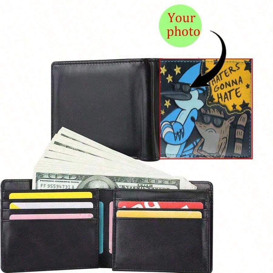 Custom DIY Dog Photo Personalized Character Photo Personalized Wallet,Versatile Credit Card Holder - Black - View 1