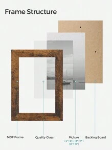 SONGMICS Picture Frames, 10 Pack Collage Picture Frames With Two 8x10, Four 5x7, Four 4x6, Photo Frame Set For Wall Gallery Decor, Hanging Or Tabletop Display, Clear Glass Front, Rustic Brown, Wall Decor - 咖啡棕 - 查看 10