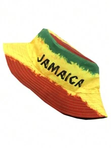 Jamaican Art Style Lightweight Reversible Bucket Hat, Unisex Outdoor Holiday Leisure Sunshade Bucket Hat, Ideal Gift