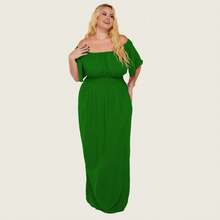 Plus Size Dresses - màu xanh lá - Xem 3