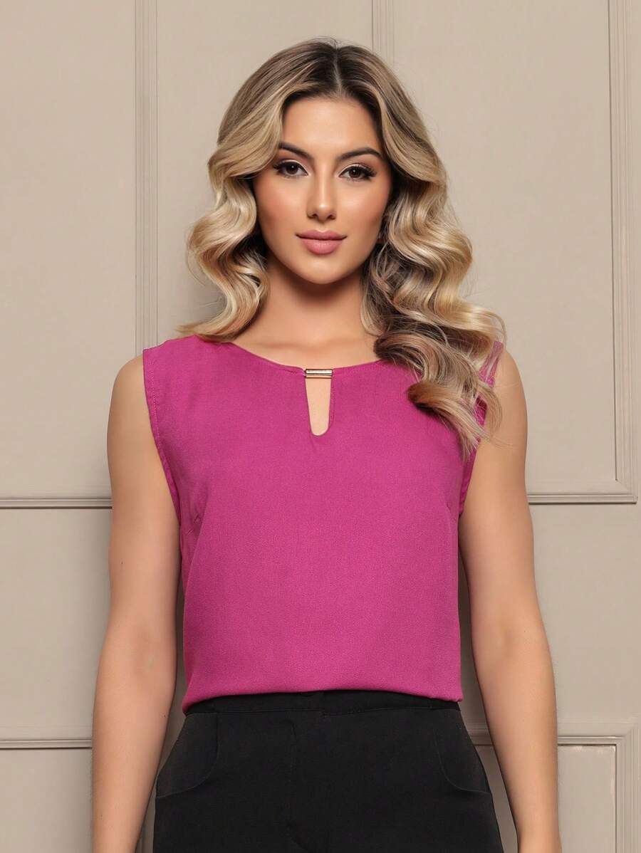 Women Blouses - 品紅 - 查看 1