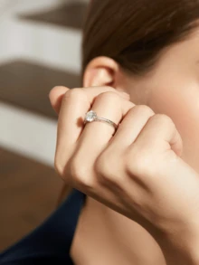 1 件时尚莫桑石 925 纯银镀铑高端奢华经典新娘结婚戒指，周年纪念珠宝礼物 - 歐美風MSR-019 - 查看 6