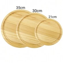 Kit 3 Tábuas de Madeira de Pinho Redondas para Montagem de Mesa, Porções de Frios e Tábua de Queijos, Promoção de