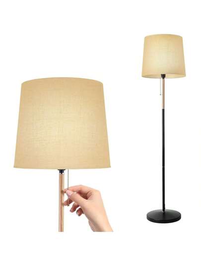 Vloer Lamp Linen Lampshade, E27 Base, Max. 60W, Living Room Lamp, Fabric Shade 170cm Height Room, Bedroom, Study, Office, out Bulb