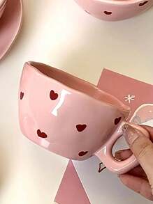 1 chiếc cốc gốm hình trái tim màu hồng theo phong cách Bắc Âu, cốc cà phê latte kiểu Mỹ cực kỳ hấp dẫn kèm cốc trà chiều thủ công để sử dụng tại nhà, quà tặng lễ hội, quà tặng sinh nhật, đồ dùng cho tiệc, thích hợp làm quà tặng cho bạn trai, bạn gái - Nhiều màu - Xem 12