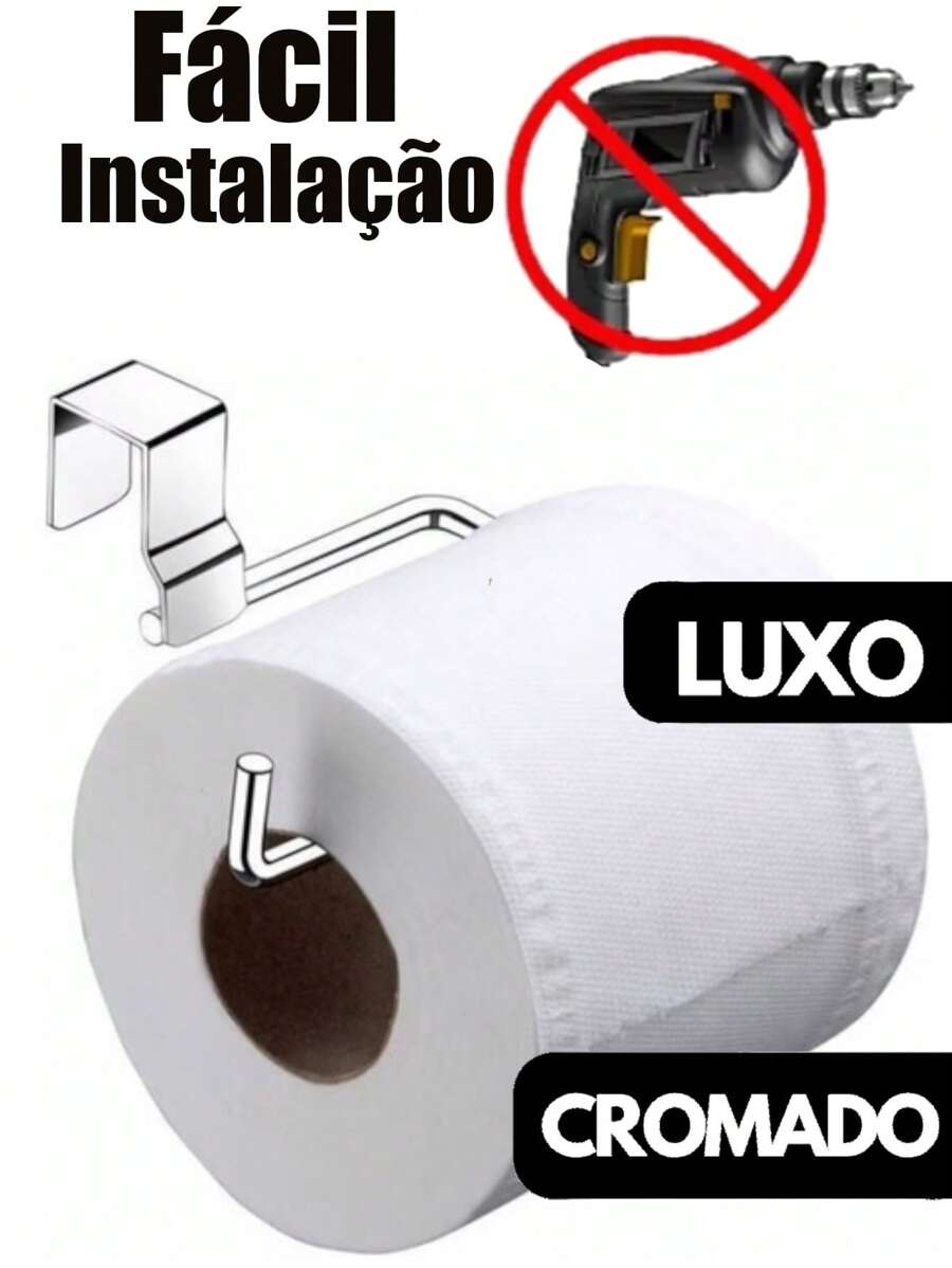 -SUPORTE PAPEL HIGIÊNICO CAIXA ACOPLADA CROMADO SIMPLES PORTA HIGIENICO ARAMADO BANHEIRO