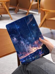1pc Starry Sky Pattern Tablet Protective Case, Anti-Drop, With Pen Slot, Support Sleep/Wake Function, Compatible With Samsung, Huawei, Xiaomi And IPad