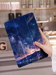 1pc Starry Sky Pattern Tablet Protective Case, Anti-Drop, With Pen Slot, Support Sleep/Wake Function, Compatible With Samsung, Huawei, Xiaomi And IPad