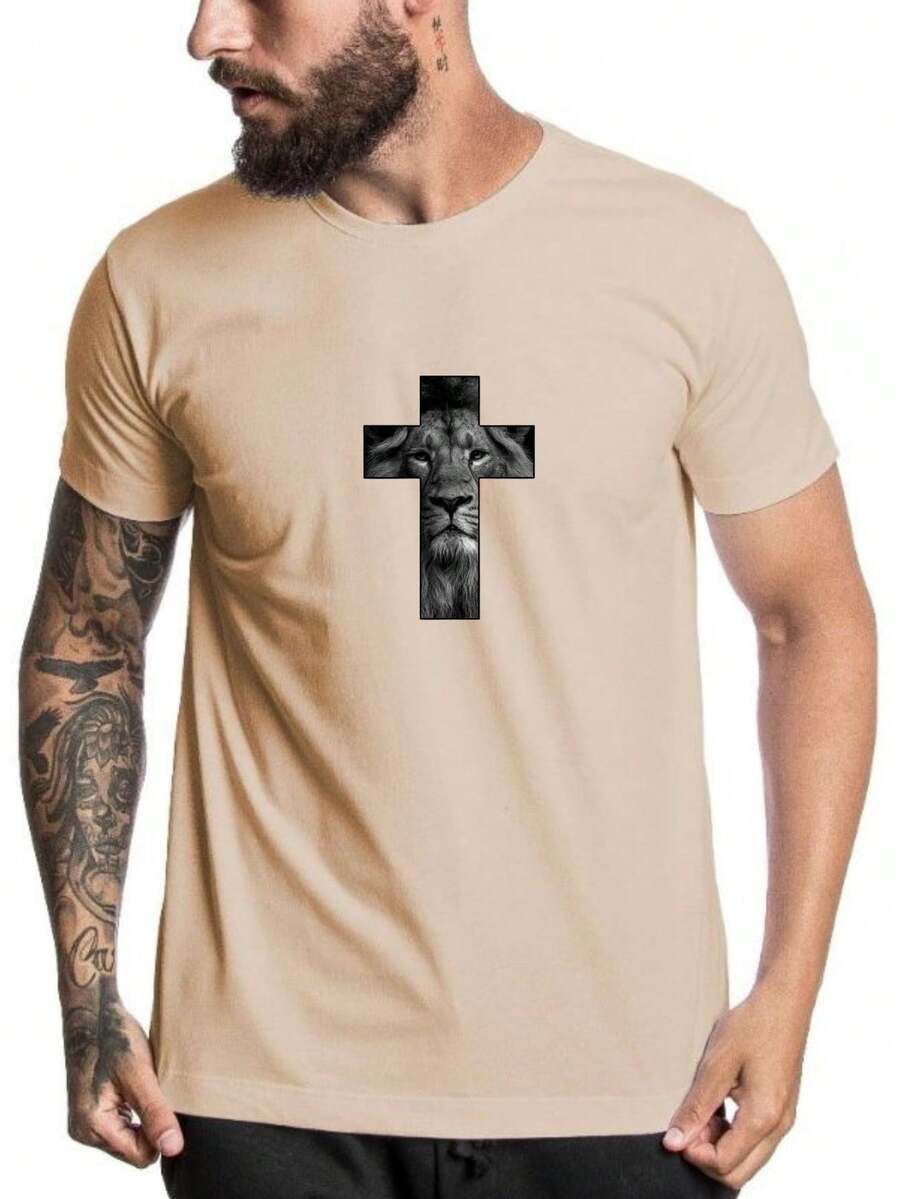 Men T-Shirts - 卡其色 - 查看 1