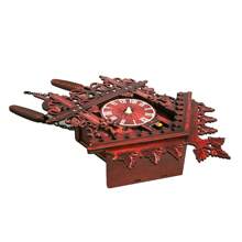Cuckoo Clock Vintage House Shape Cuckoo Clock Central Seconds Movement Retro Wall Clock Made Of MDF For Living Room, Bedroom Decoration Clock, Red - Red - View 9