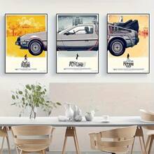 3 pièces/ensemble d'art mural en canevas imperméable sans cadre, décoration murale minimaliste moderne, affiche de film classique retour vers le futur, idéale pour le salon, la chambre à coucher, la salle de bain, le couloir du bureau, la décoration murale de fond de canapé, la décoration de la maison, l'esthétique de la pièce