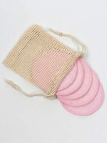 Makeup Remover Pads With Storage Bag - Pack Of 5/10/20, Soft And Reusable Rounds, Suitable For Cleansers, Washable Bamboo Pads, Ideal For All Skin Types - Baby Pink - View 4