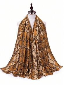 1pc Women's Animal Print Chiffon Long Turban Headscarf - Multicolor - View 14