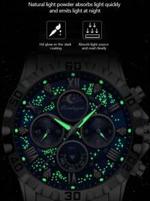 Sports Men Watch Waterproof Chronograph Men's Watches Luminous Stainless Steel Luxury Watch For Man Quartz +Box,1PC