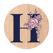 1pc Alphabet Painted Bamboo Coaster, Non-Slip Heat-Resistant Mat, Home Dining Decor, Gift Accessory Set