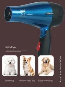 Travel Hair Dryer For Pet With 1 Concentrator Nozzle ,Compact Hair Dryer With Folding Handle, High-Speed Low Noise Thermo-Control Hairdryer For Pet, Travel Blow Dryer