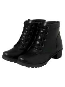 Women's Combat Boots Short-Tube Tractor Boot Low Heel Stylish Soft Comfortable Ref. 20/222 - 黑色 - 查看 1