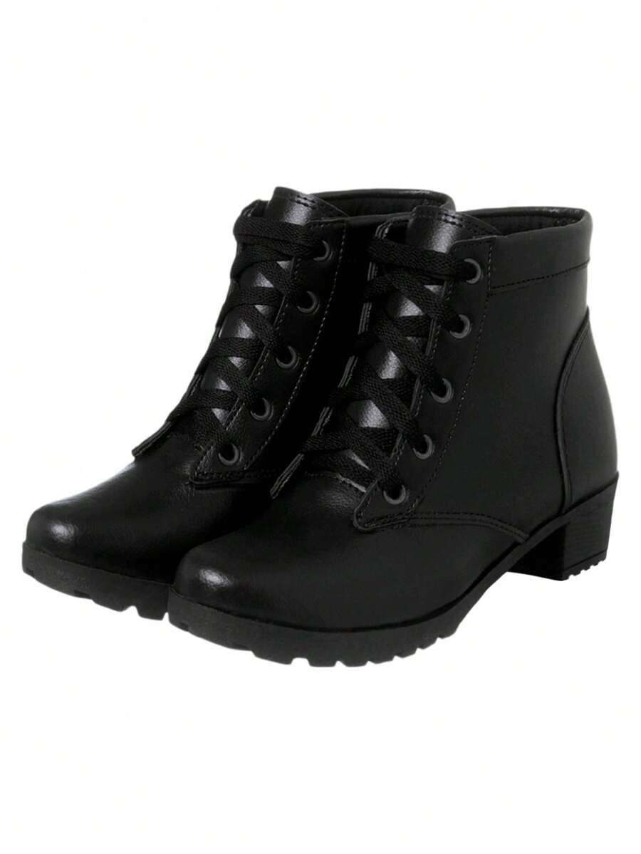 Women's Combat Boots Short-Tube Tractor Boot Low Heel Stylish Soft Comfortable Ref. 20/222 - 黑色 - 查看 1