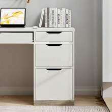 52" Computer Desk With 4 Drawers, Home Office Desk With Storage, Wood Desk With Filing Cabinet, Writing Study Desks For Small Space Bedroom, White/ Gray/ Brown - trắng - Xem 6