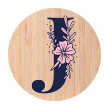 1pc Alphabet Painted Bamboo Coaster, Non-Slip Heat-Resistant Mat, Home Dining Decor, Gift Accessory Set