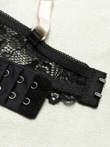 مجموعة من قطعتين، سدادة صدر ذات حافة معدنية وسروال داخلي من القماش والدانتيل للملابس الداخلية للسيدات - الأسود - مشاهدة 7