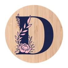 1pc Alphabet Painted Bamboo Coaster, Non-Slip Heat-Resistant Mat, Home Dining Decor, Gift Accessory Set