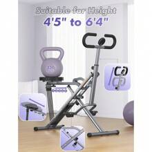 Flybird Pink Squat Machine For Home,Rodeo Core Exercise Machine,330lbs Foldable,Adjustable 4 Resistance Bands,Ride & Rowing Machine For Botty Glutes Butt Thighs,Ab Back/Leg Press Hip Thrust - Grey - View 3