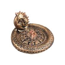 INCENSARIO PRATINHO - MINIATURA -  SOL E LUA em resina Dourado - Dourado - Visão 3