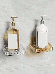 1 pieza Estante de almacenamiento de baño montado en la pared, soporte para jabonera, escurridor de jabón, sin perforación, diseño de drenaje hueco, caja organizadora de baño, separación de artículos de tocador, accesorios de baño.