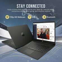 HP Stream 14" HD BrightView Laptop, Intel Celeron N4120, 8GB/16GB RAM, UP TO 256GB Storage (128GB Emmc+ 128GB Docking Station Set), Intel UHD Graphics, 720p Webcam, Wi-Fi, 1 Year Office 365, Win 11 S - 黑色 - 查看 5