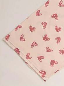 3pcs Women's Casual Sleep Pants, Plus Size Heart Print Bow Elastic Waist Loose Pajama Capri Pants