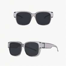 1pc Simple Versatile Oversize Square Frame Fashion Glasses, Fit Over Fashion Glasses For Nearsighted Glasses Cover, For Men Outdoor Party Vacation Travel Driving Supplies Photo Props For Summer Beach Vacation,Outdoor,Travel