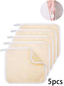 5Pcs Exfoliating Face And Body Wash Cloths,Soft Weave Dual Textured Exfoliating Scrub Cloth, For Shower, Spa, Massage And Body Scrubs, Dead Skin Cell Remover - Beige - View 1
