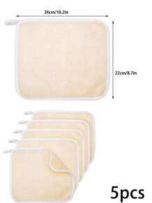 5Pcs Exfoliating Face And Body Wash Cloths,Soft Weave Dual Textured Exfoliating Scrub Cloth, For Shower, Spa, Massage And Body Scrubs, Dead Skin Cell Remover - Beige - View 2