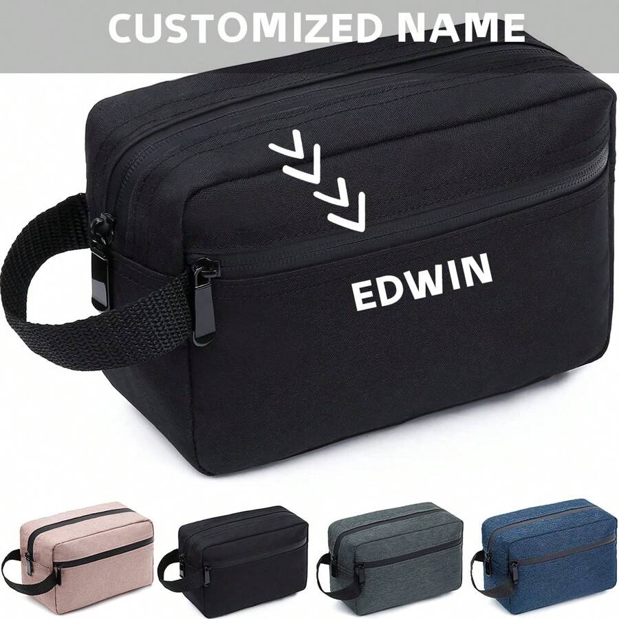 حقيبة مستحضرات تجميل مخصصة للرجال والنساء، مقاومة للماء لحلاقة الشعر والإكسسوارات، حقيبة تخزين قابلة للطي مع فواصل ومقبض لفرش المستحضرات والأدوات، حقيبة مستحضرات تجميل مخصصة، أنيقة وعصرية - الأسود - مشاهدة 1