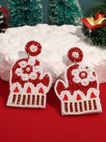 圣诞风格手工串珠耳坠雪花圣诞树圣诞老人欧美潮流吊坠耳环节日礼物女耳环 - 彩色 - 查看 11