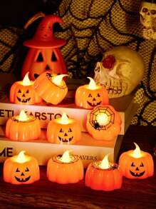 2/4 件南瓜蜘蛛网万圣节印花 LED 蜡烛，万圣节氛围灯万圣节装饰灯家居装饰派对装饰万圣节装饰房间装饰万圣节花园装饰礼物仙女