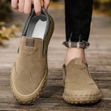 Zapato casual hombre moda sin cordones, calzado hombre antideslizante, transpirable, ligero, deportes, aprendizaje, conducción, regalos, 25MX - 27MX - Caqui - Ver 3