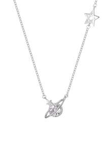 Artepollo 1 Stück 925 Sterling Silber Hypoallergene Planeten Anhänger Halskette, besetzt mit funkelndem kubischem Zirkonia, Geschenkbox Verpackung, Geschenk für Kinder, Freunde, Schulanfang