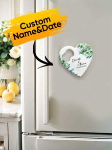 1 pieza Abridor de botellas con texto personalizado, se puede personalizar con nombre y fecha, imán de refrigerador, abridor de botellas con texto, abridor de botellas personalizado, imán de refrigerador personalizado, regalo personalizado - Forma de corazón - Ver 2