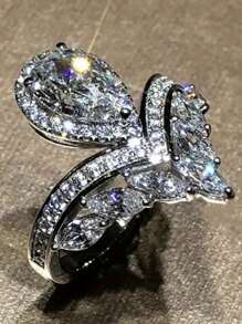 1pc Fashionable Crown-Shaped, Sparkling, Creative, Bohemian-Style Ring With Unique Design Elements, Suitable As A Wedding Or Engagement Gift, And As A Daily Wear Accessory For Women - Silver - View 3