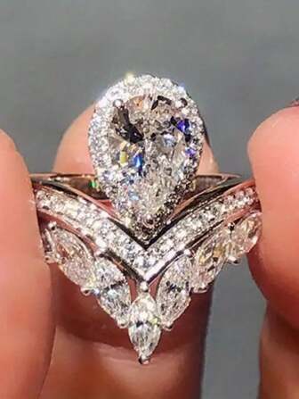 1 pieza Anillo con forma de corona, brillante, creativo, con estilo bohemio y elementos de diseño únicos, ideal como regalo de bodas o compromiso, y como accesorio de uso diario para mujeres