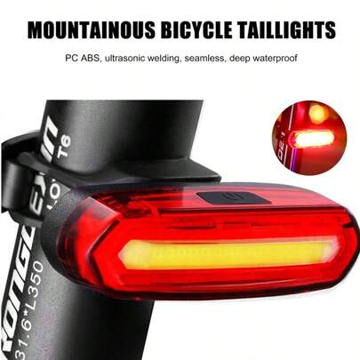 1pc USB Mountain Bike Tail Light, Flashing Warning Light For Night Cycling