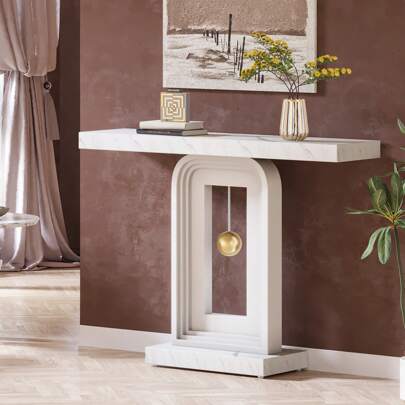  LITTLE TREE 40-Inch Modern Console Table, Narrow Sofa Entryway Table, Contemporary Wood Accent Table For Living Room Hallway Entrance