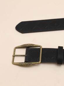 1 条黑色 PU 皮带，配古铜扣和印花图案，适合夏季、秋季、万圣节 - 黑色 - 查看 4