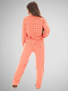 Women Pajama Sets - Coral Pink - View 3
