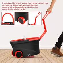 Spin Mop And Bucket With Wringer Set On Wheels, 360 Spinning Mop With Stainless Steel Handle For All Hard Surfaces, Floor Cleaning System With 3 Microfiber Replacement Heads, Black/Red - Black - View 8