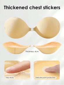 Adhesive Bra With Shoulder Straps  Sticky Invisible Disposable Nipple Cover For  Women Invisible And Thicken Push Up Sticky Bra - Multicolor - View 4